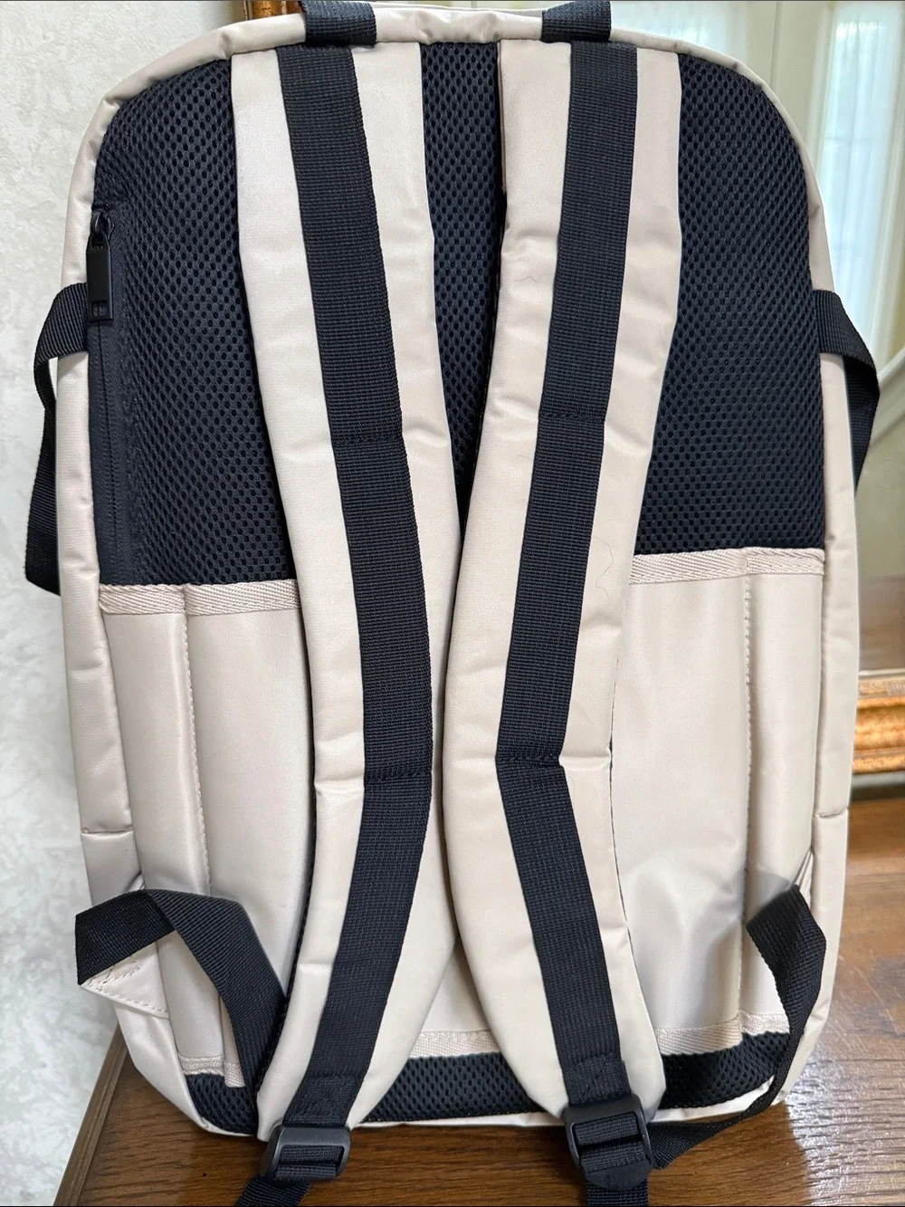 Duchamp Beige Expandable Travel Backpack/ Suitcase with laptop pocket and USB.